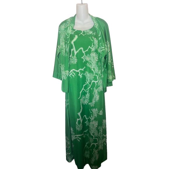 2pc Liberty House Kiyomi Vintage Sleeveless Dress & Jacket Top Green Maxi Small - Picture 1 of 13